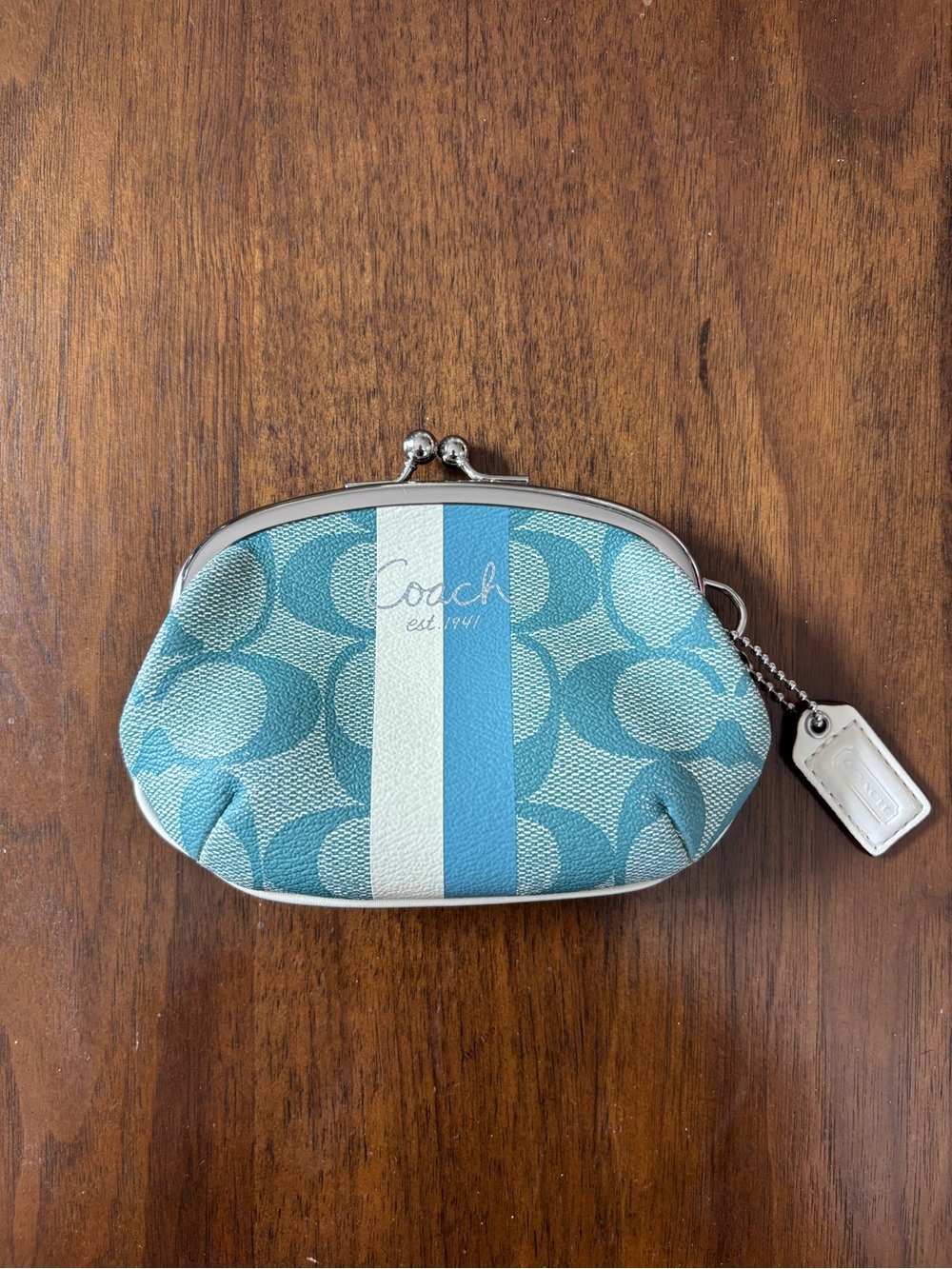 Rare Vintage Y2k Coach Blue Kisslock Coin Purse